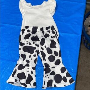 Girls’ size 12 mos solid white onesie and cow print pants